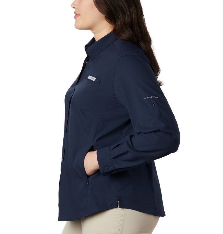 Camasa Columbia PFG Tamiami II Long Sleeve Dama Bleumarin | Plus Size KJQA18907